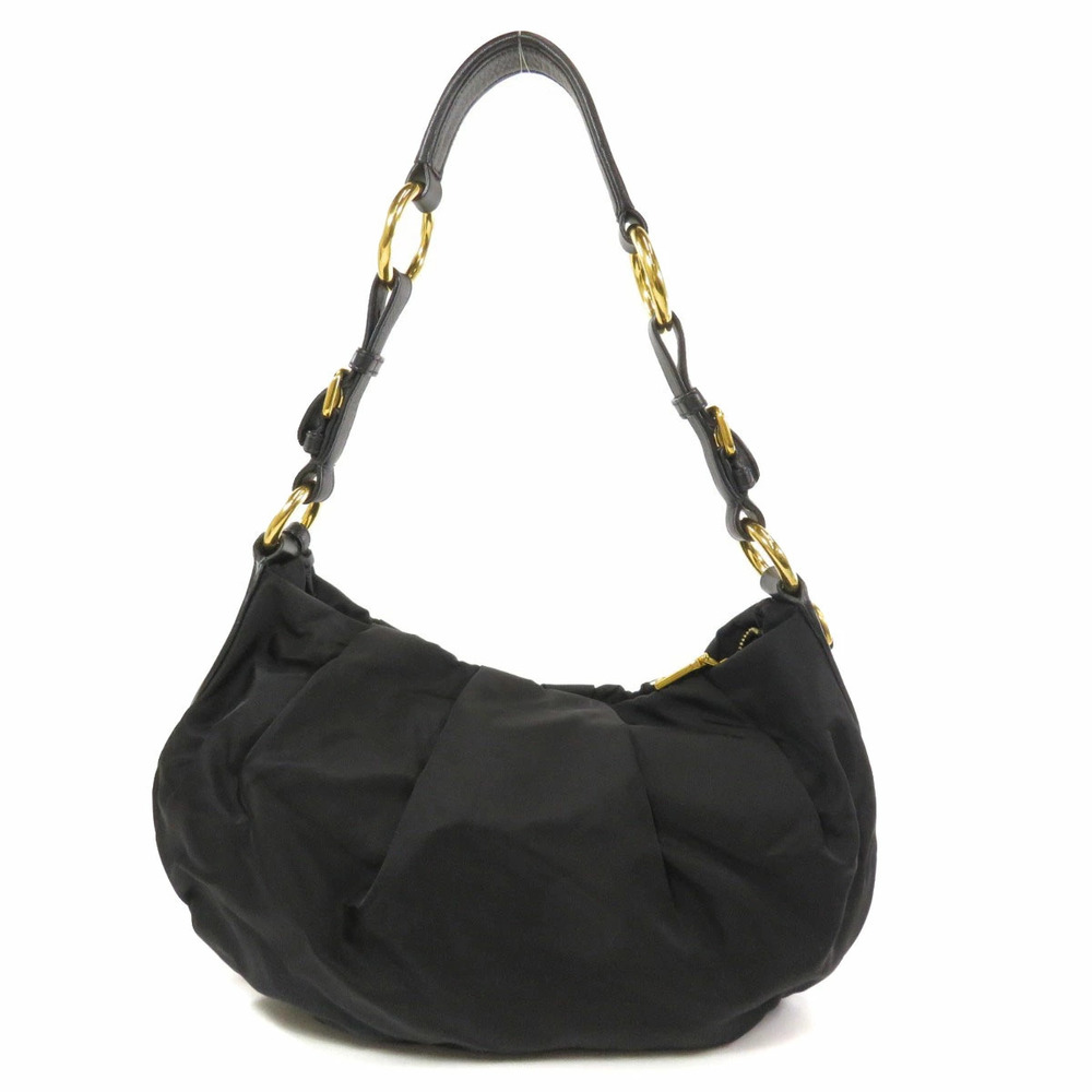 Prada body black hobo bag Tessuto pleated